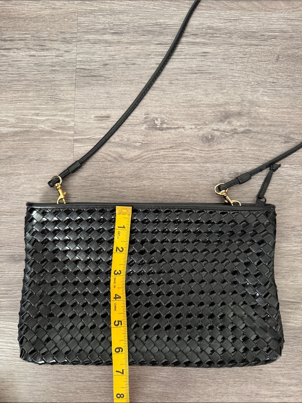 Vintage Woven Leather Bag or Clutch in Black - Picture 9 of 10